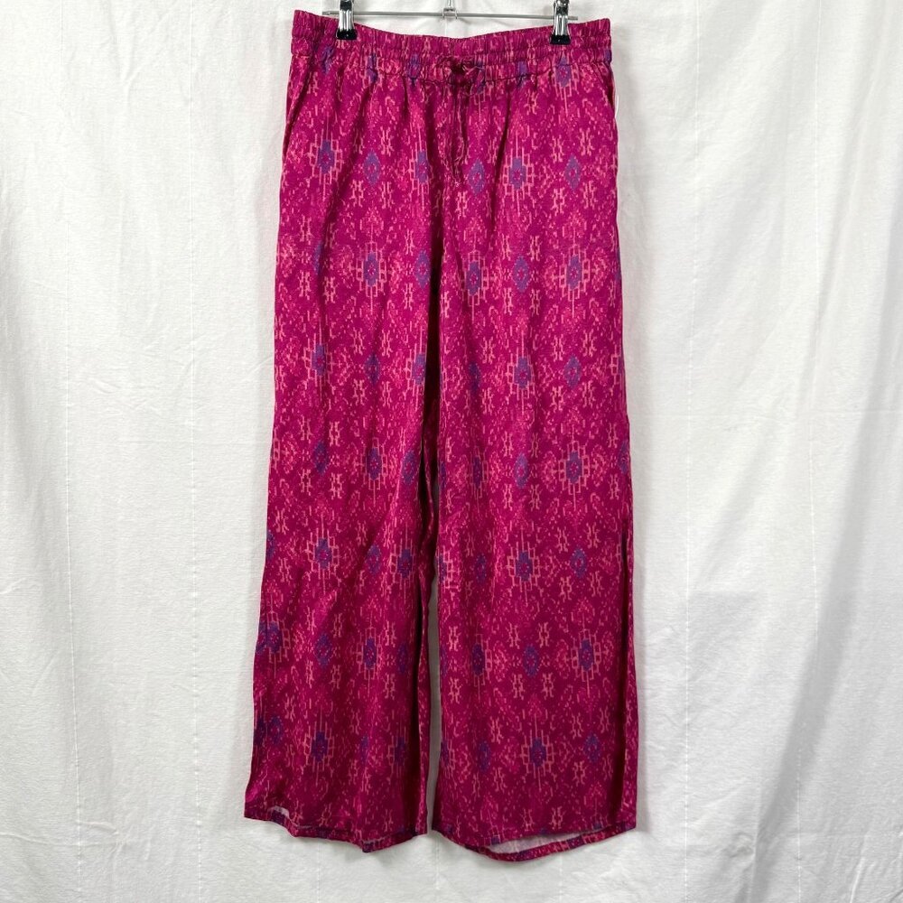 Lauren Ralph Lauren Pants Womens Sz S Geo-Print Satin Shantung Wide Leg Fuchsia